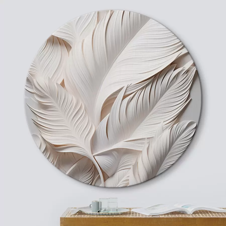 fotótapéta Fehér levelek bonyolult részletekkel, texturált és réteges hatást keltve, minimalista művészet r46706