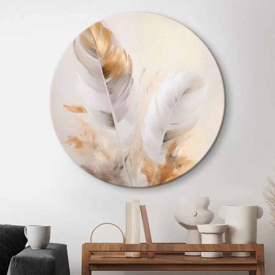 fotótapéta Absztrakt tollak, bézs és barna tollakkal körülvéve, puha és finom, világos bézs háttérrel r46711