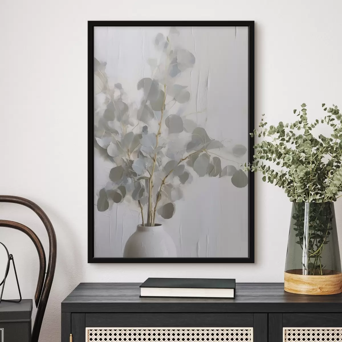 Plakát a sziklán Vázában lévő gallyak utánzat festmény f46719