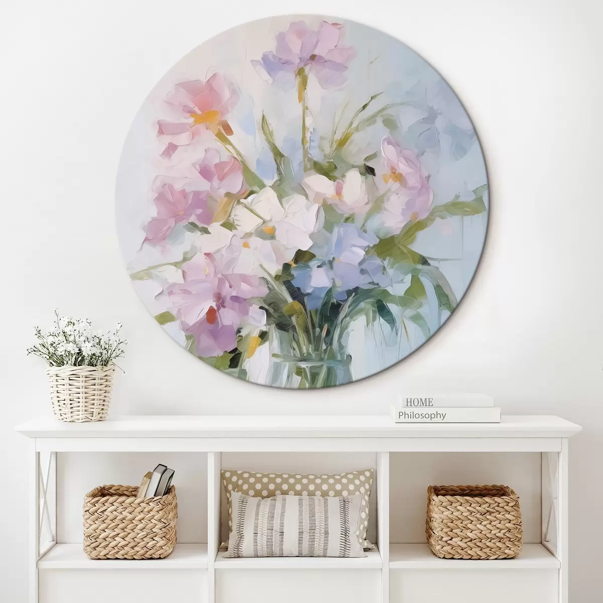 Kerek festmények Virágcsokor vázában, festmény utánzat r46751