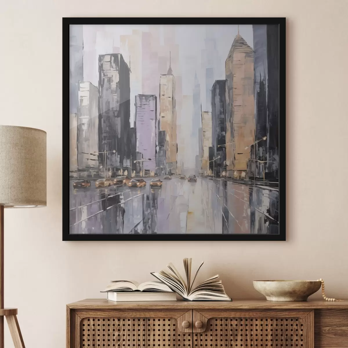 Plakát a sziklán Absztrakt városi tájkép festmény utánzat f46753