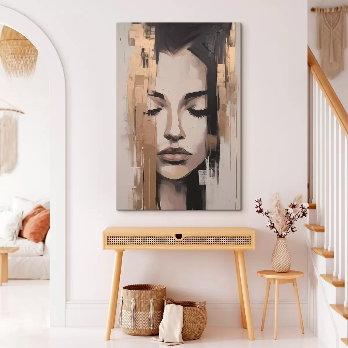 fotótapéta Nő portréja. Absztrakt ecsetvonások s46733