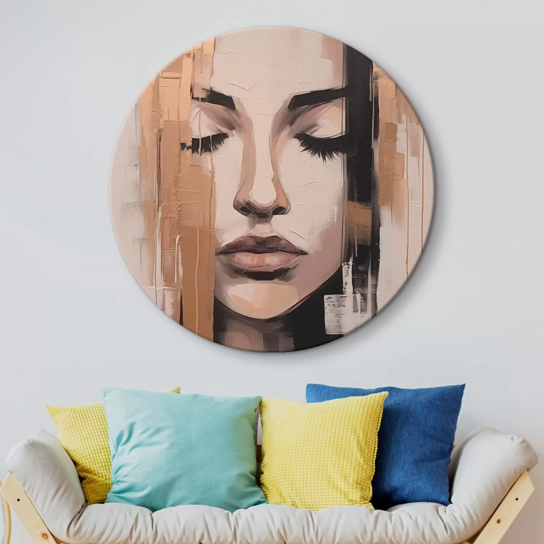 fotótapéta Nő portréja. Absztrakt ecsetvonások r46733