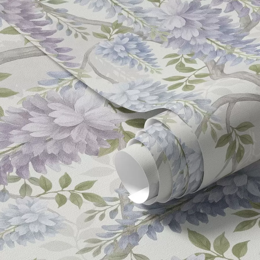 fotószőnyeg Lila és világoskék árnyalatú puha wisteria a00886