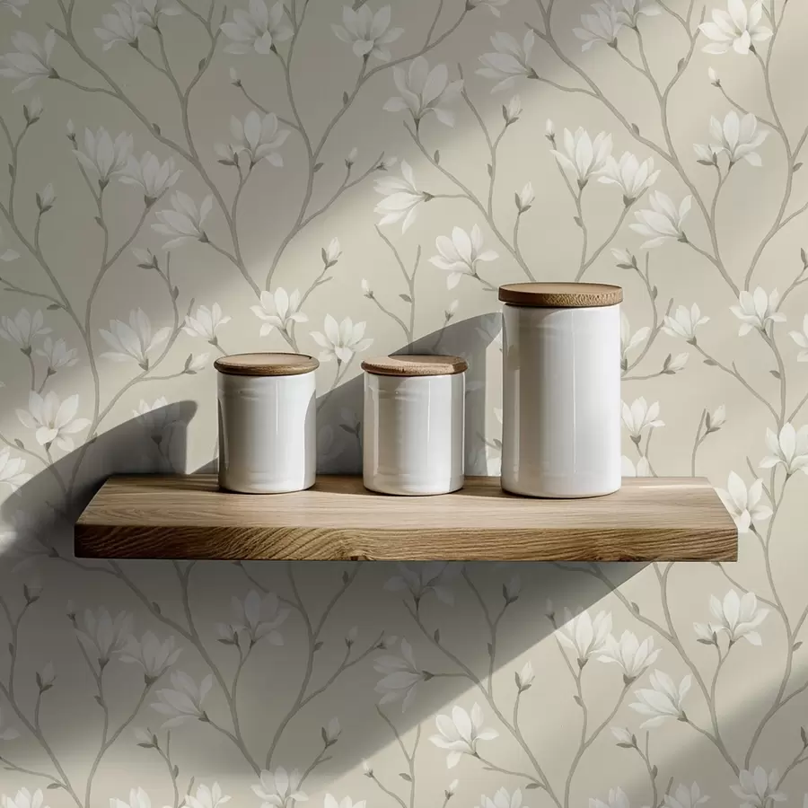 fotószőnyeg Könnyű magnóliák vékony bézs ágakon a00890