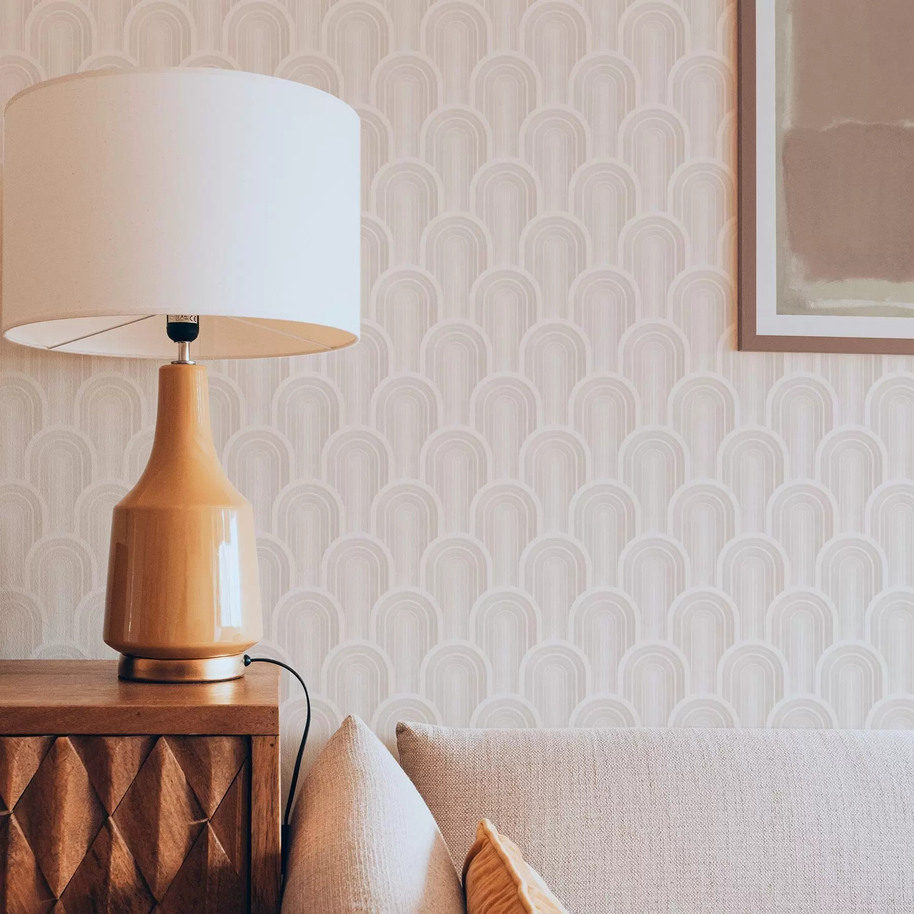 fotószőnyeg Kis íves modulok meleg krém-bézs árnyalatokban a00924