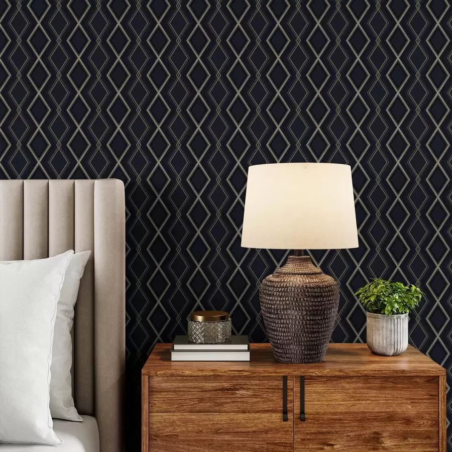 fotószőnyeg Sötétkék rombuszrács vékony világos vonalakkal a00975