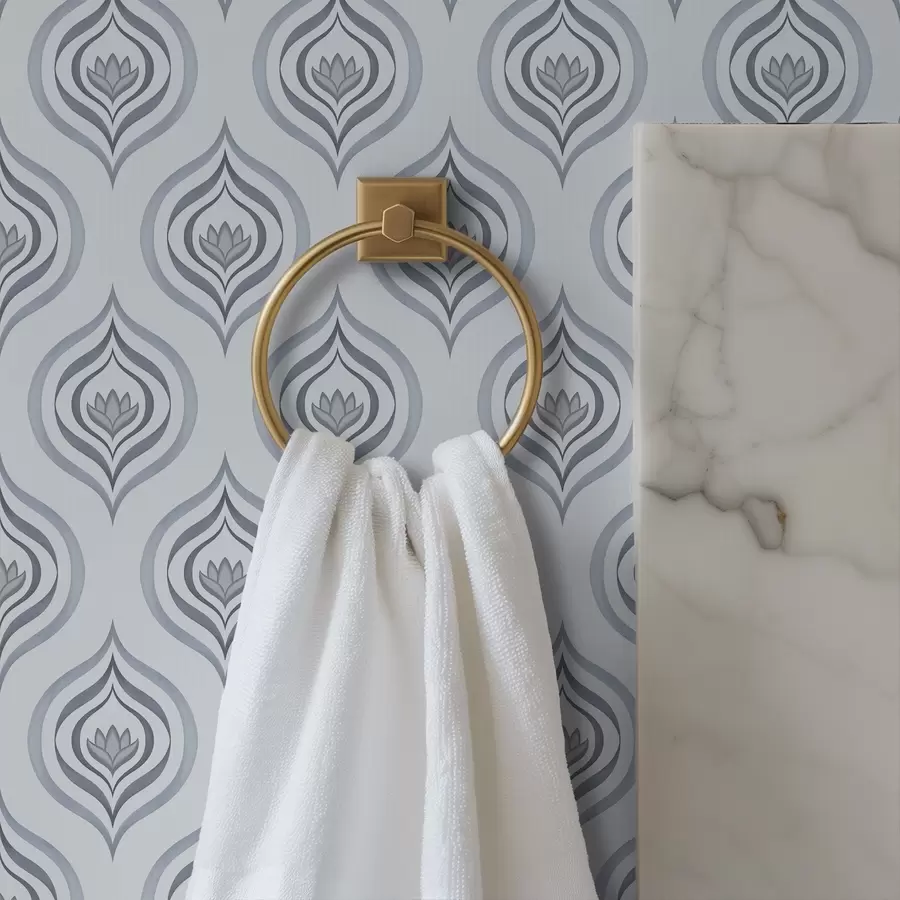 fotószőnyeg Hűvös csepp motívum szürke-kék árnyalatokban, virággal a00977v3