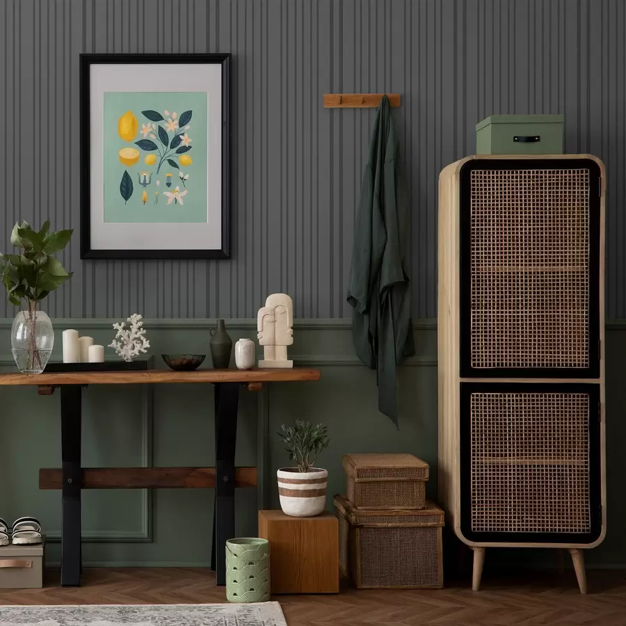 fotószőnyeg Sötét szürke háttér függőleges textúrájú csíkokkal a00979v1