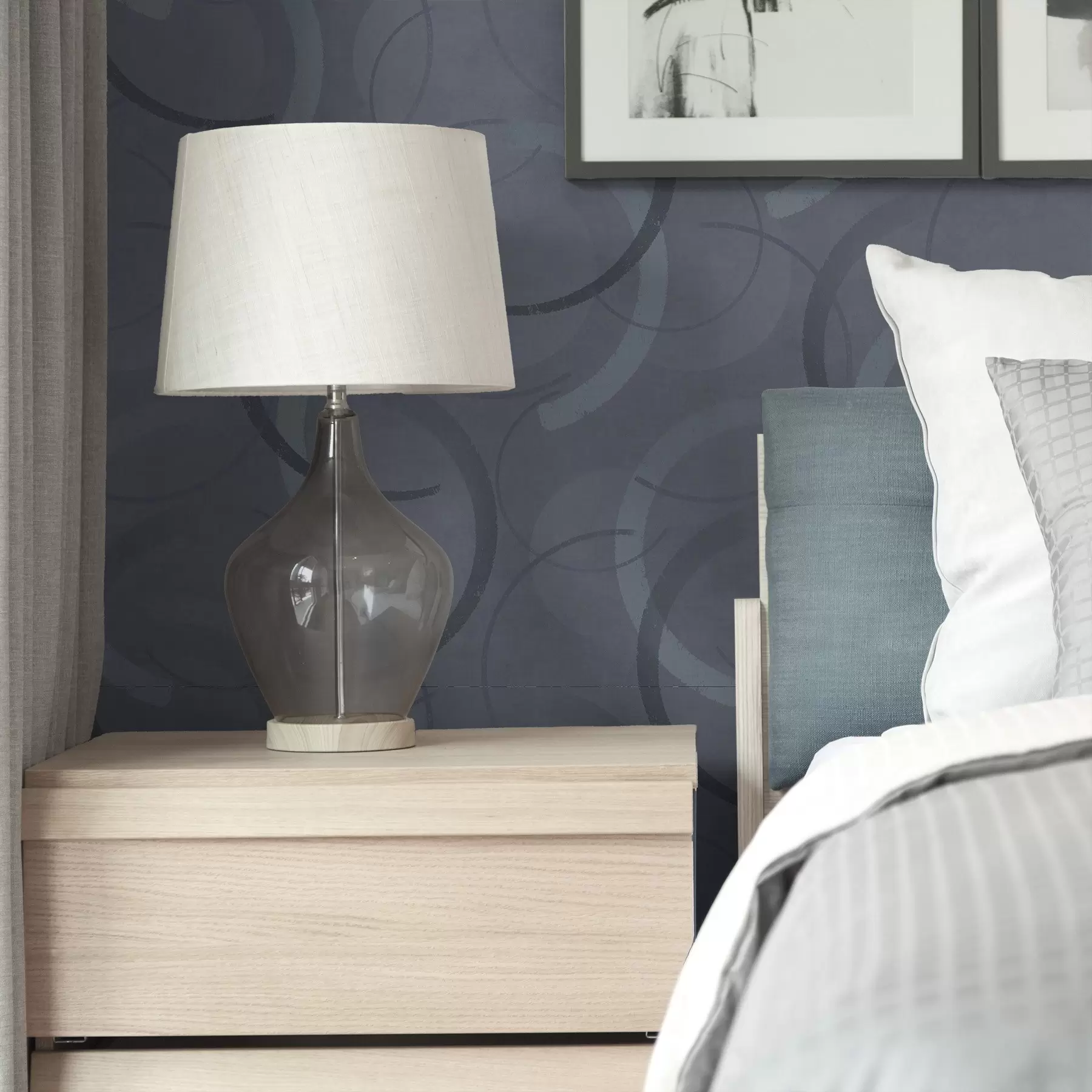 fotószőnyeg Félkörök és lágy körök hűvös szürke-kék színpalettában a00980