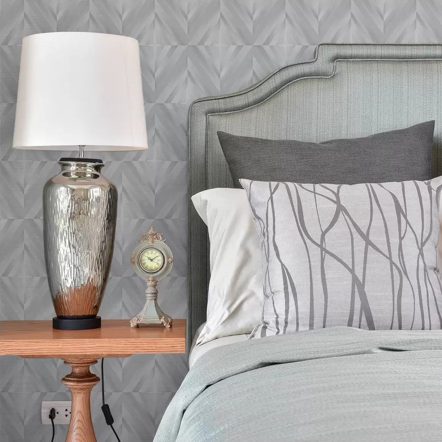 fotószőnyeg Szögletes vonások geometriája hűvös szürke-kék színpalettán a00983v2