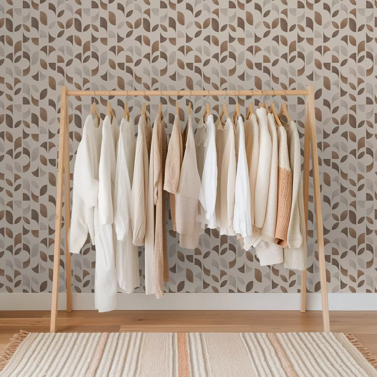 Háttérkép Félkörök és levelek ritmusa meleg karamellás barna árnyalatokban a00986v1