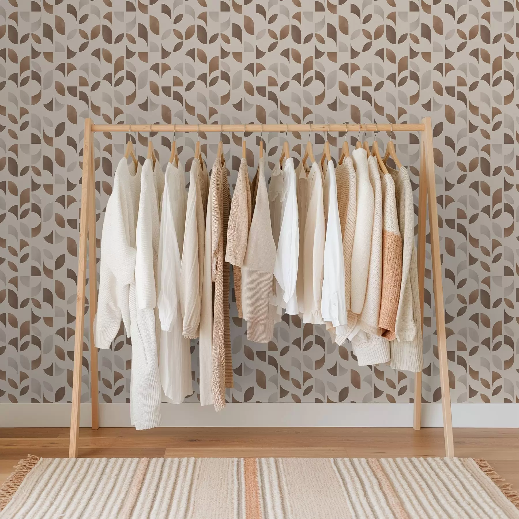 fotószőnyeg Félkörök és levelek ritmusa meleg karamellás barna árnyalatokban a00986v1