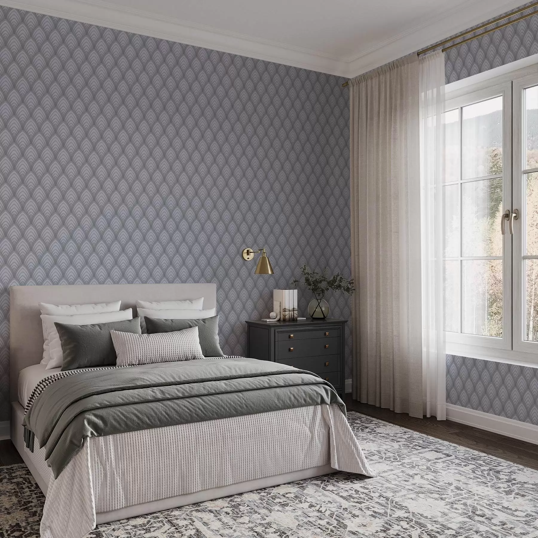 fotószőnyeg Volumetrikus szürkeárnyalatú íves, lágy átmenettel a00989