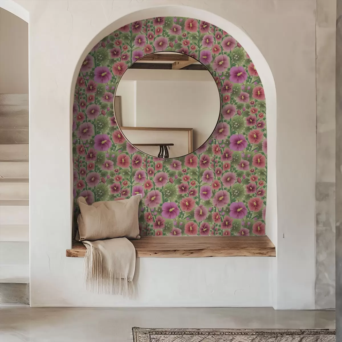 Háttérkép Nagy hibiszkuszvirágok és levelek sötétzöld háttér előtt a00993