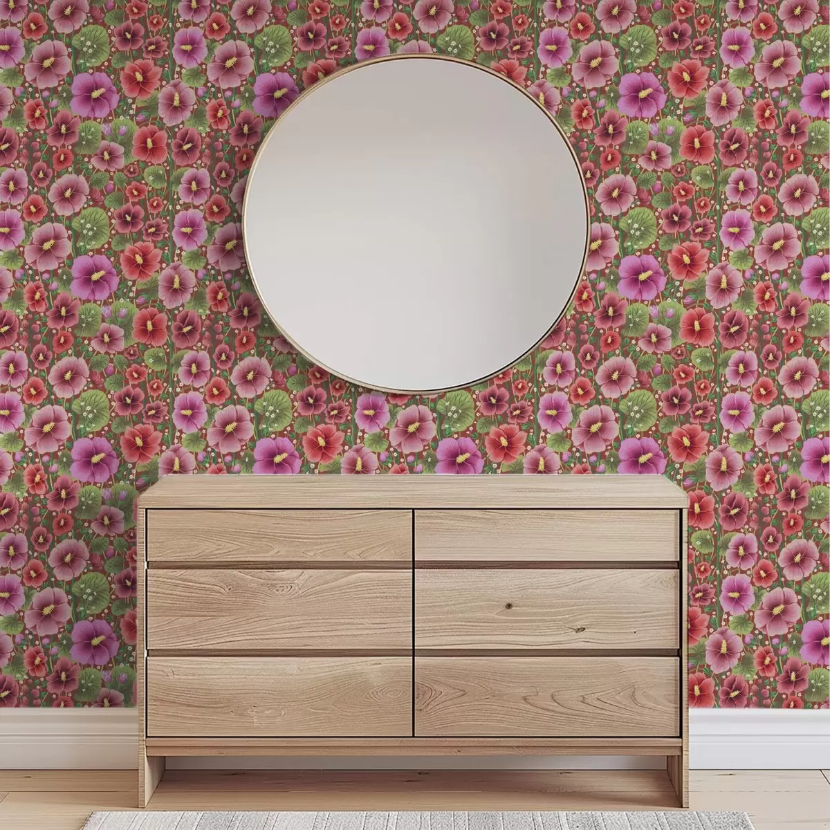 Háttérkép Virágzó hibiszkusz meleg barnás-vörös háttér előtt a00993v1