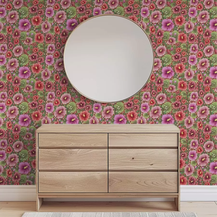 fotószőnyeg Virágzó hibiszkusz meleg barnás-vörös háttér előtt a00993v1