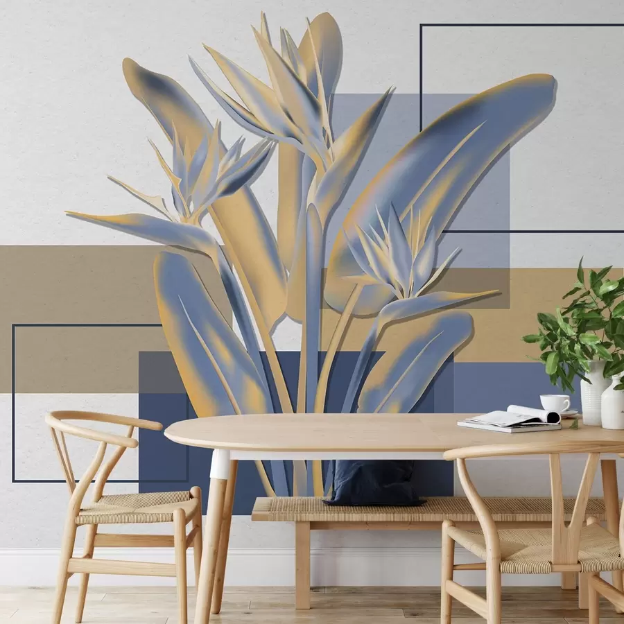fotószőnyeg Strelitzia és geometria w04949v1
