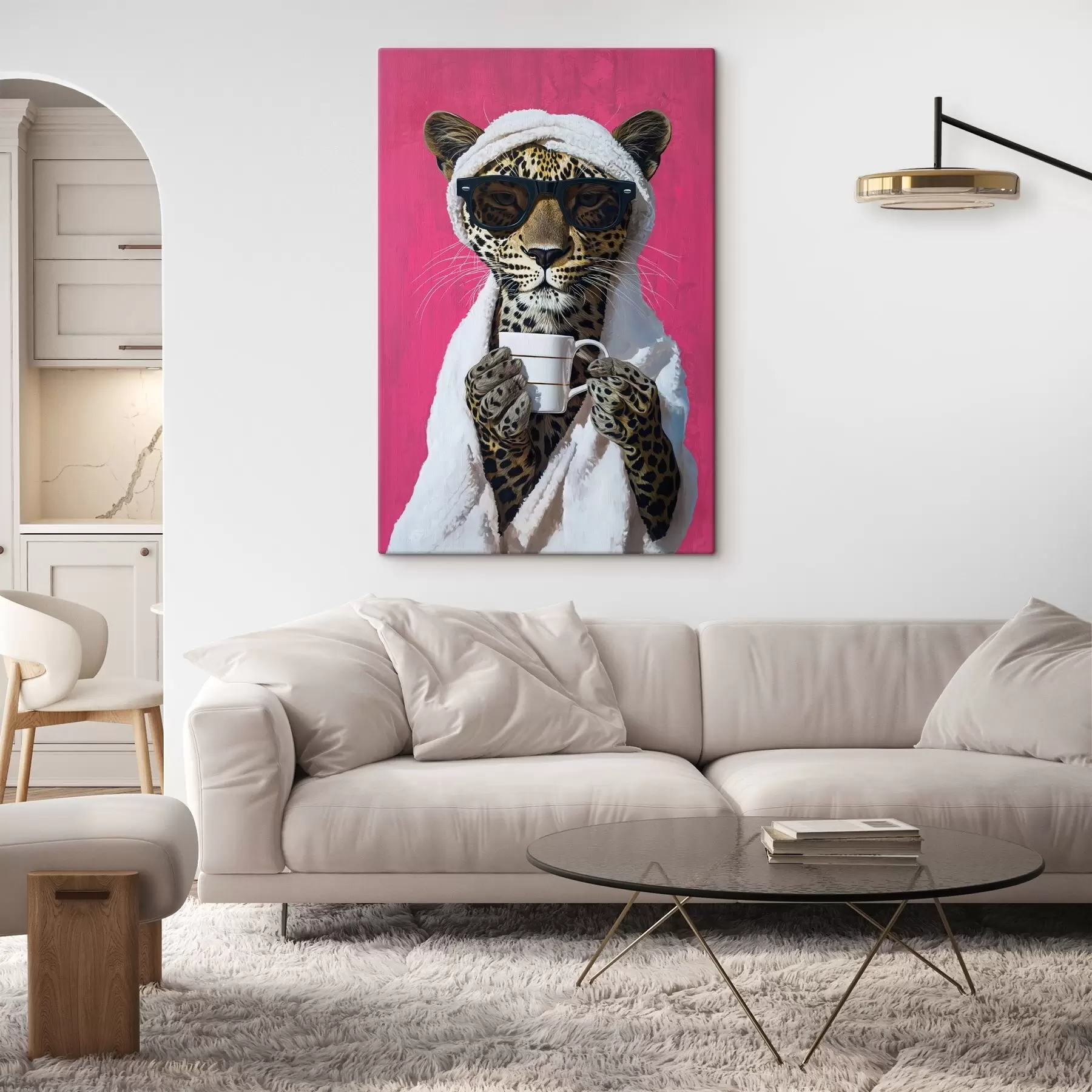 fotószőnyeg Gepárd kávéval s46791