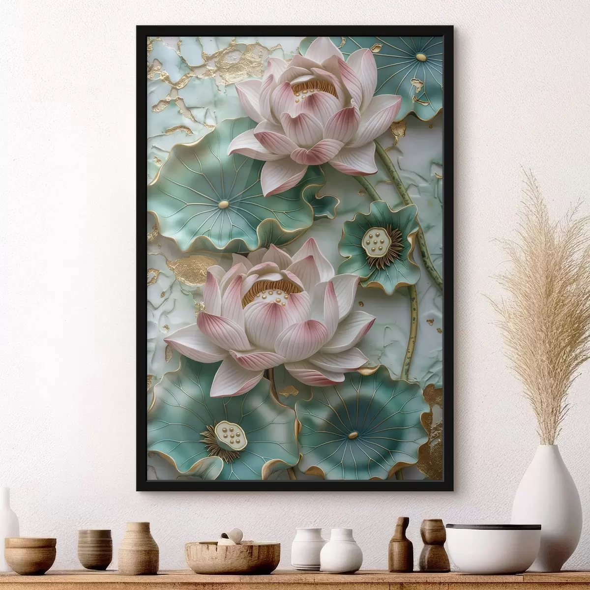 Plakát a sziklán Lótuszvirágok f46798