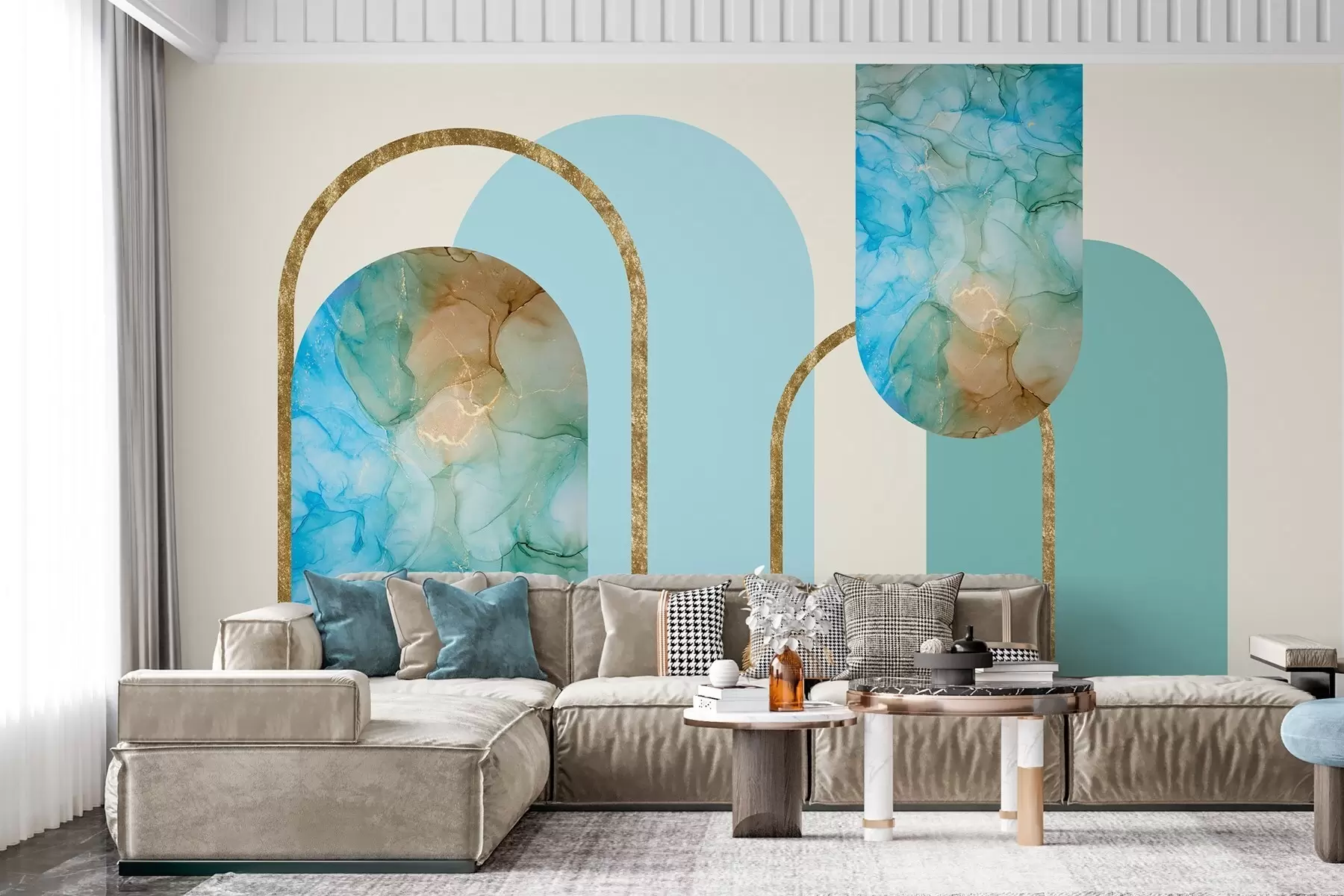 fotószőnyeg elegáns boltívek műmárványból, art deco stílusban w04879