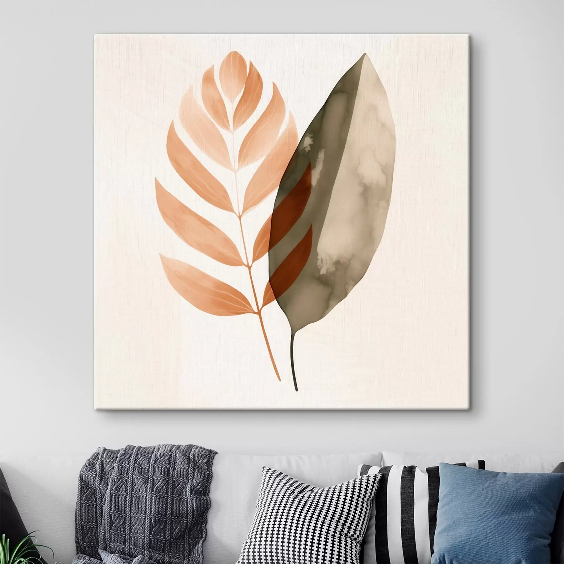 fotótapéta Két levélsziluett akvarell absztrakt stílusban s46645