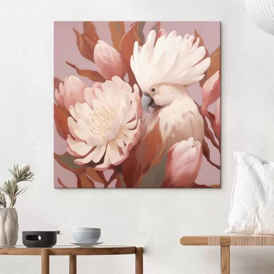 fotótapéta Virágkompozícióban megjelenő madár absztrakt művészi ábrázolása s46667