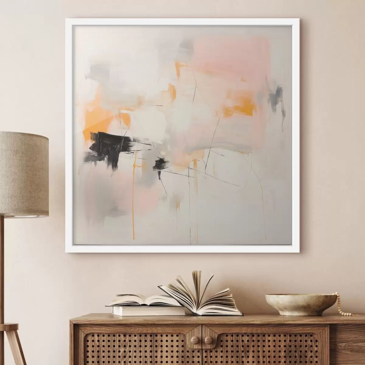 Plakát a sziklán Elmosódott formák és dinamikus ecsetvonások gesztusos technikával f46639