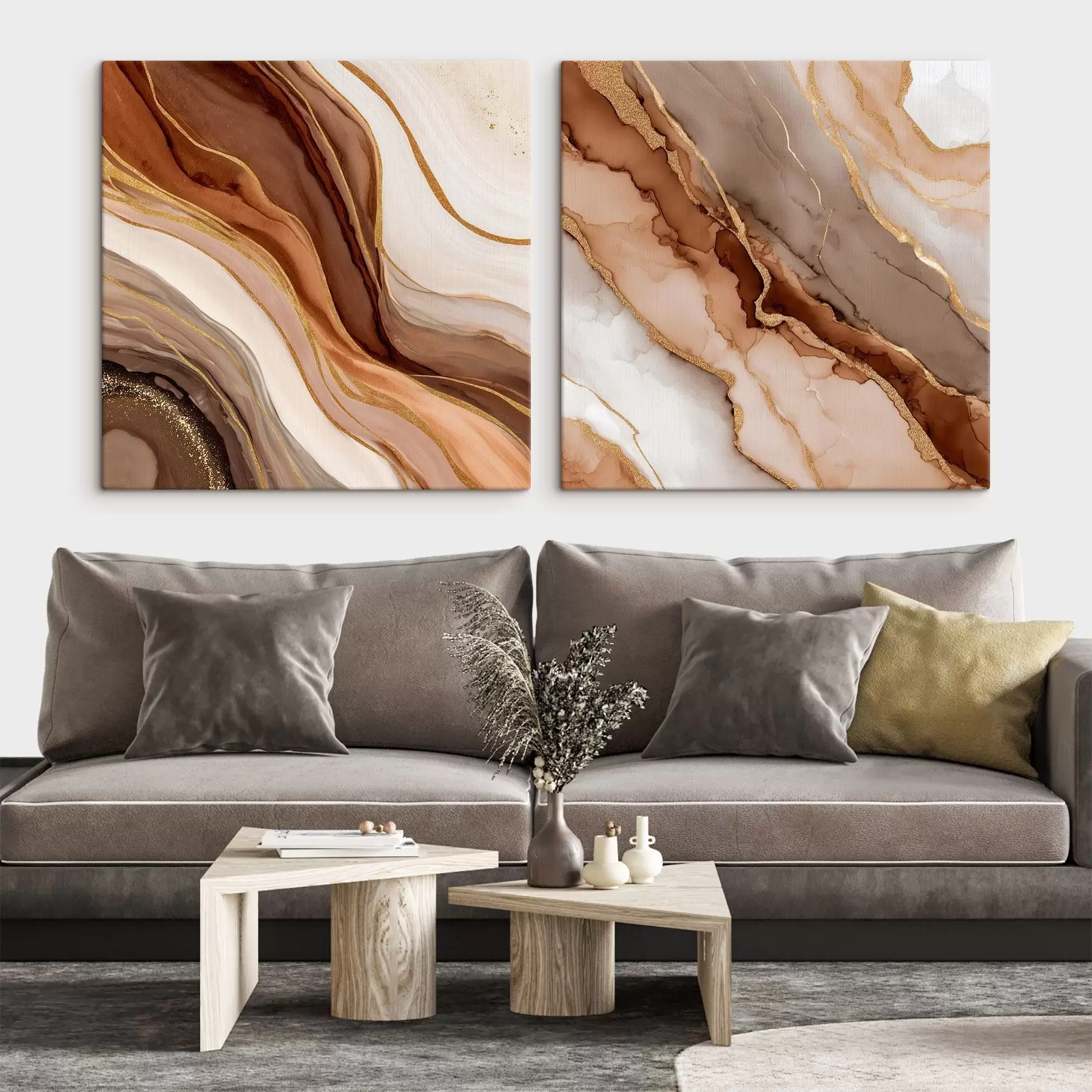 fotótapéta Kétrészes absztrakt kompozíció sima, réteges átmenetekkel m00982