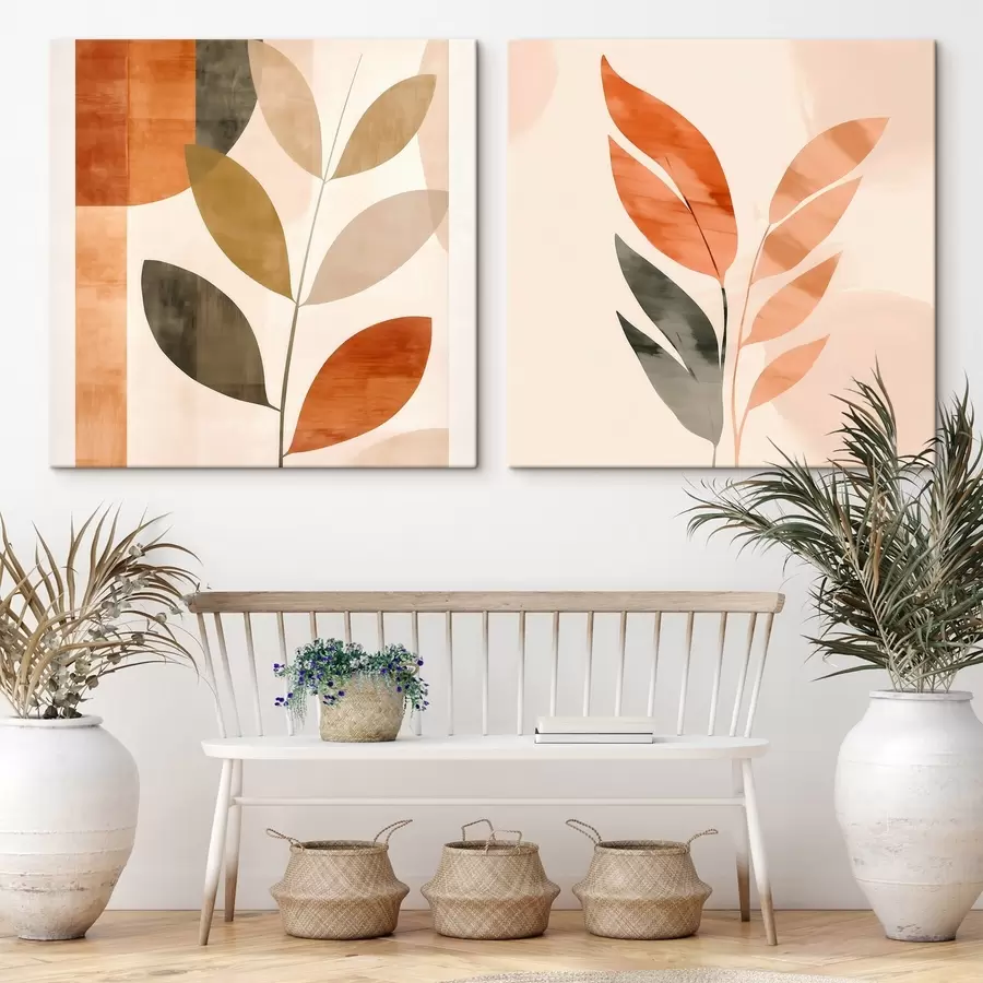 fotótapéta Stilizált növényábrázolás nyugodt színvilágban m00984