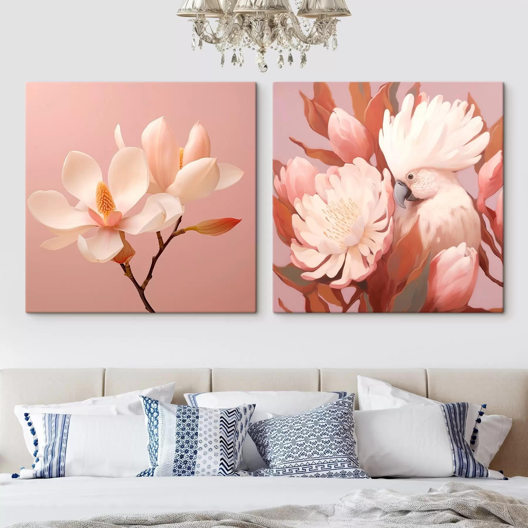 fotótapéta Virágkompozíció madárral, művészi illusztrációs stílusban m00994