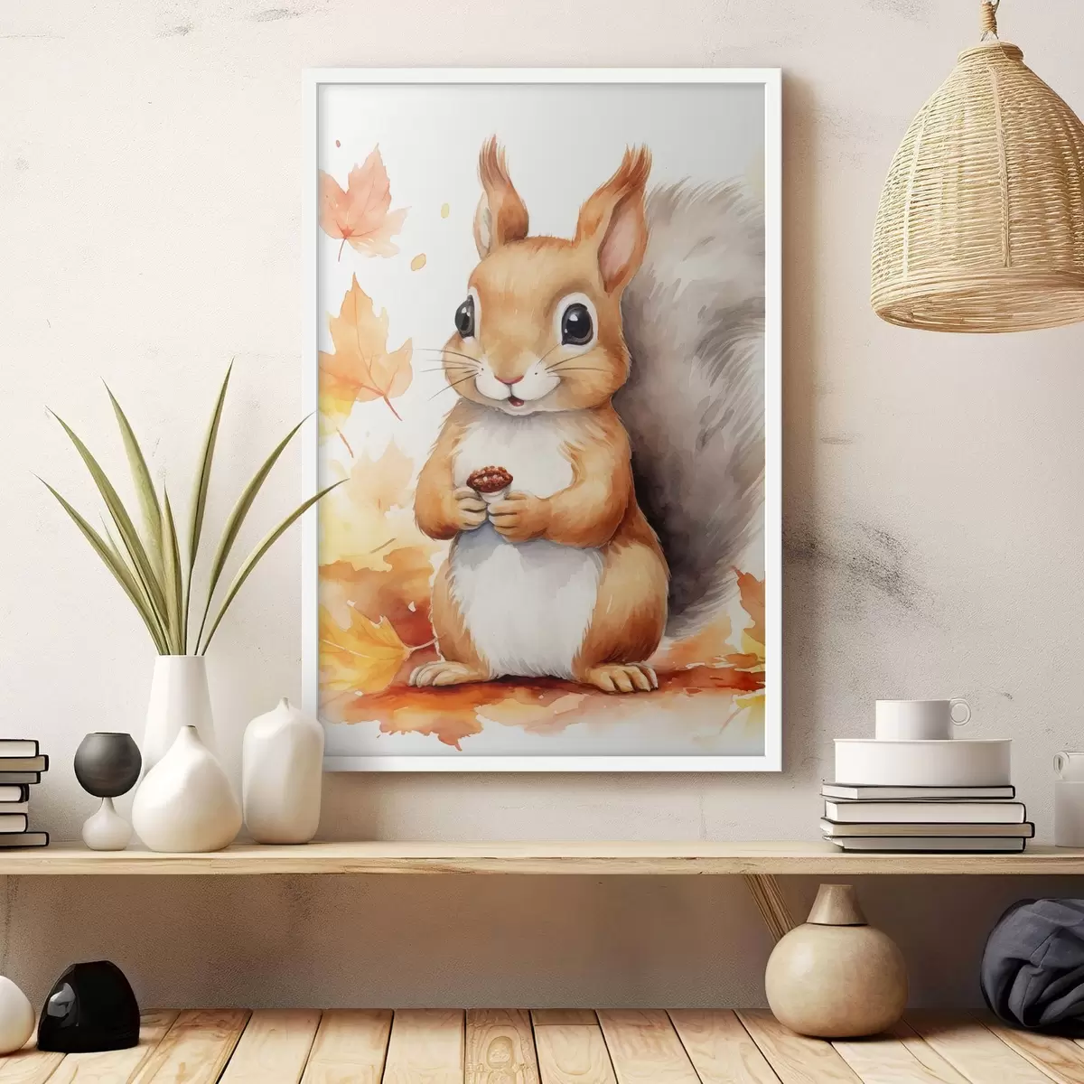 Plakát a sziklán Cuki mókus, akvarell utánzat f46766