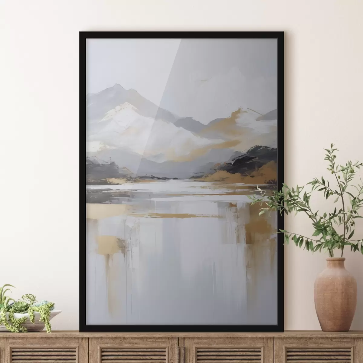 Plakát a sziklán Absztrakt hegyvidéki tájfestmény-imitáció f46841