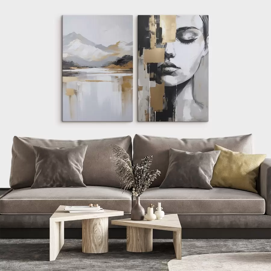 fotótapéta Absztrakt hegyvidéki táj és portré m01058