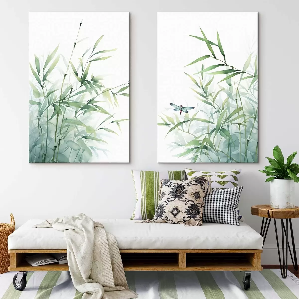 fotótapéta Bambusz növények, akvarell imitáció m01062