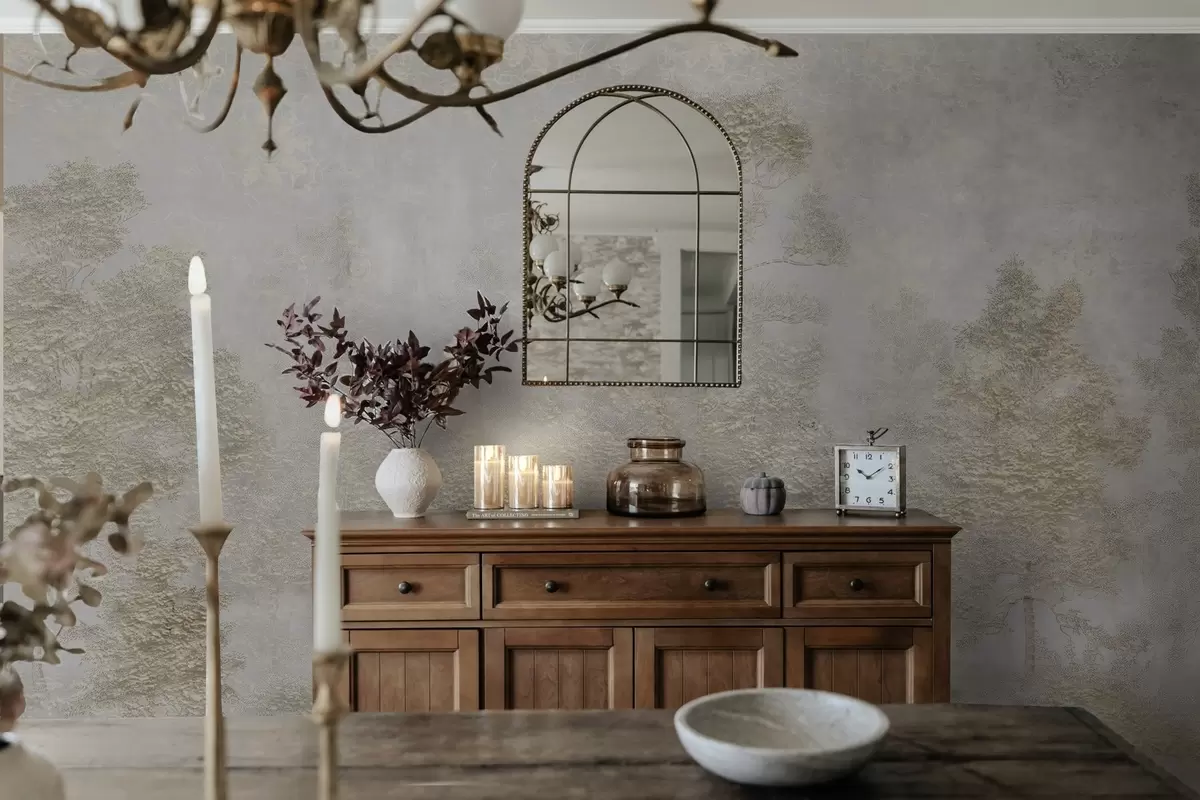 fotószőnyeg Ködös erdő fehér gémmel és lágy textúrával w04953