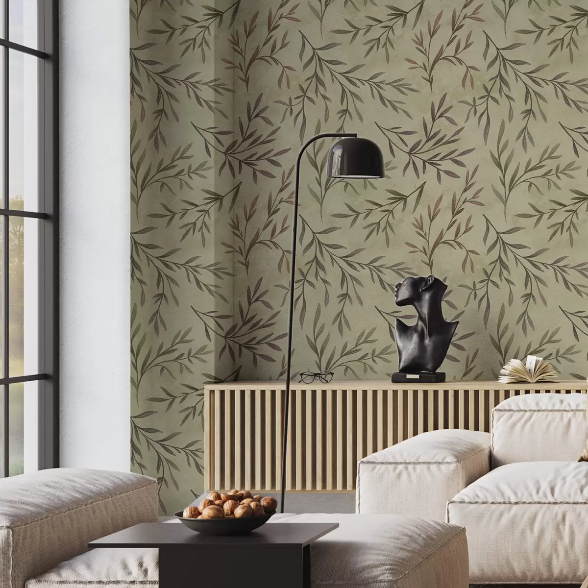 Háttérkép Lila és zöld ágak levelekkel meleg háttér előtt a00936v4