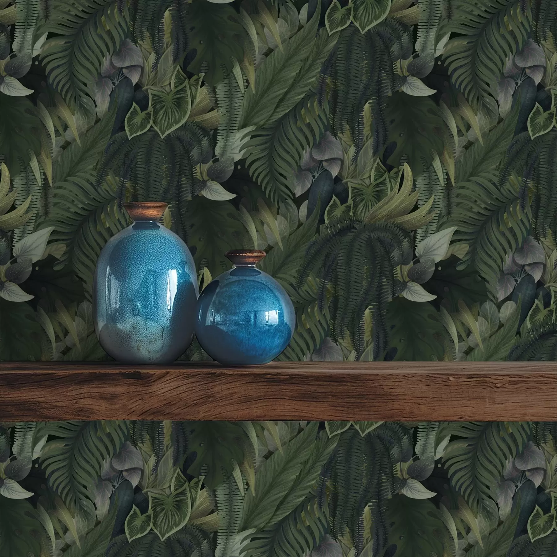 fotószőnyeg Sűrű trópusi lombozat mélyzöld bozótokban a00943