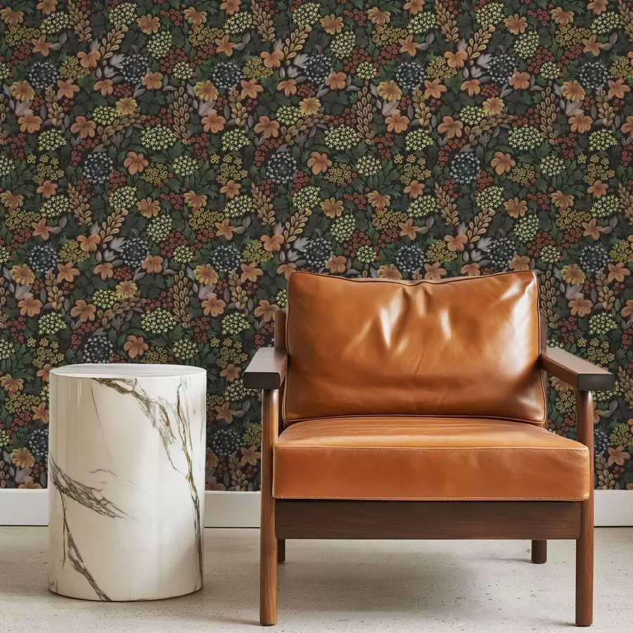 fotószőnyeg Meleg éjszakai kert sárga virágokkal és buja lombozattal a00996v1