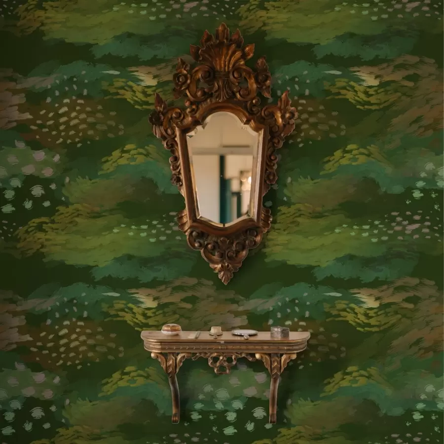 fotószőnyeg Gazdag zöld absztrakció energikus ecsetvonásokkal a00999v3