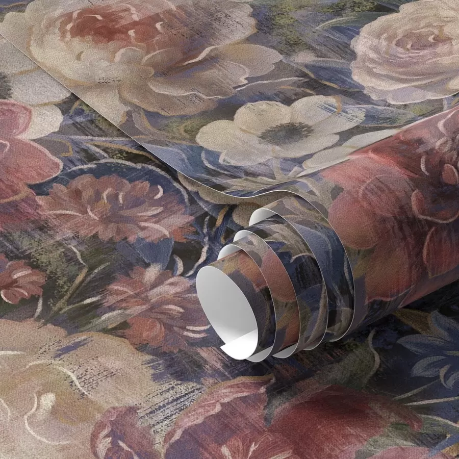 fotószőnyeg Festői csokor nagy virágokból mély indigó háttér előtt a01021