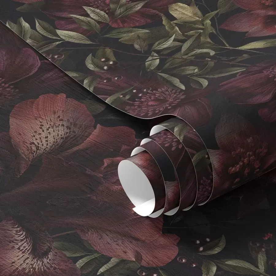 fotószőnyeg Gazdag bordó virágok sötét háttér előtt a01032