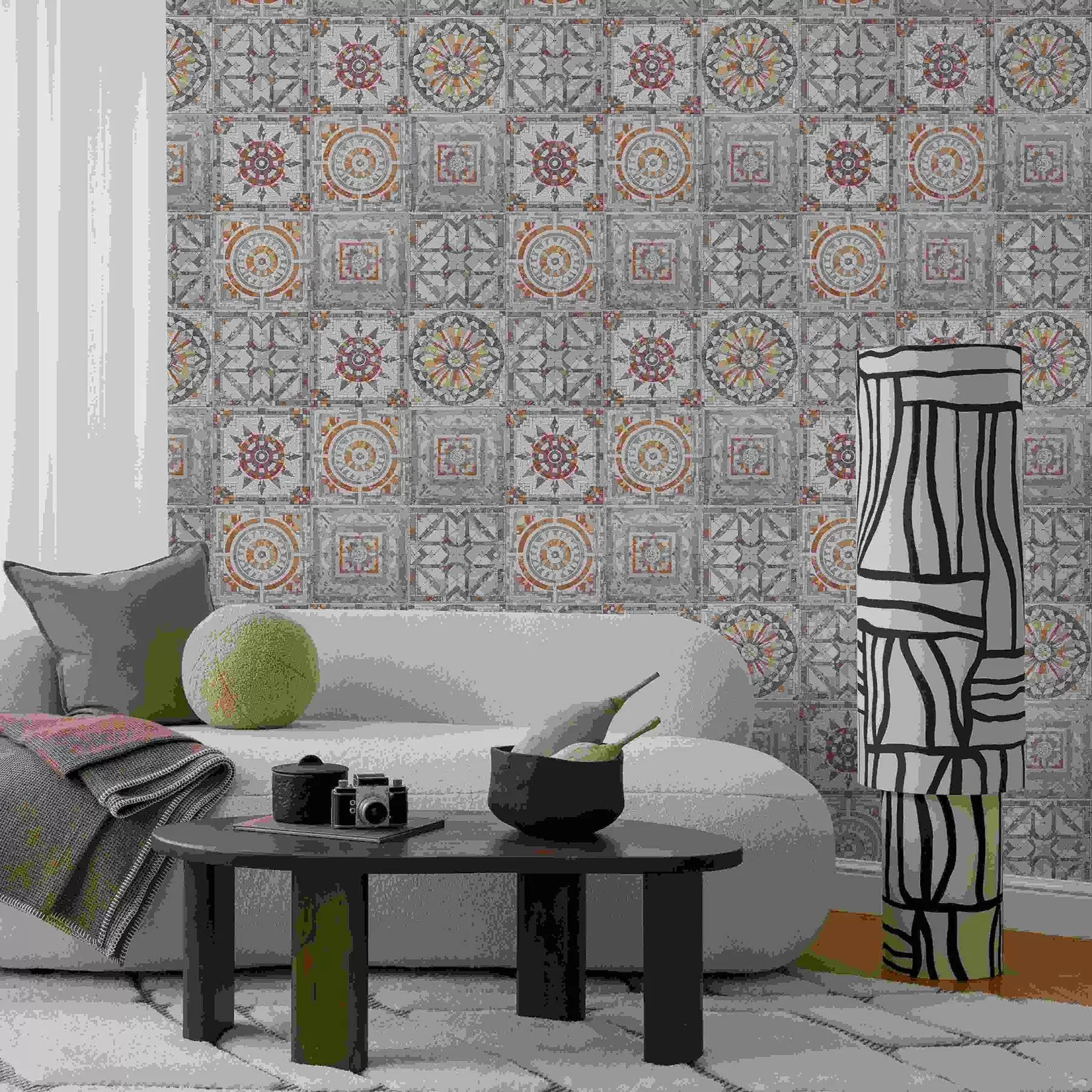 fotószőnyeg Régi kőmozaik medálok kopott részletekkel a01042