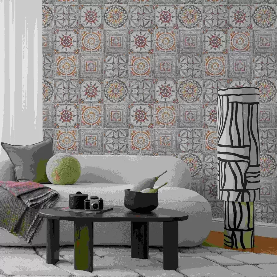 fotószőnyeg Régi kőmozaik medálok kopott részletekkel a01042