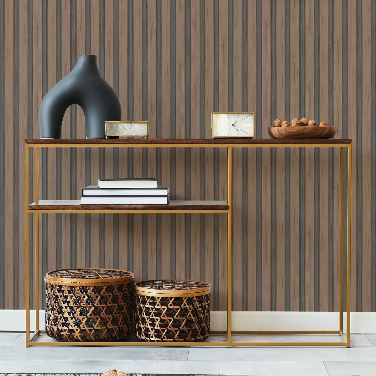 Háttérkép Fekete betétekkel ellátott függőleges fa lécek a01054