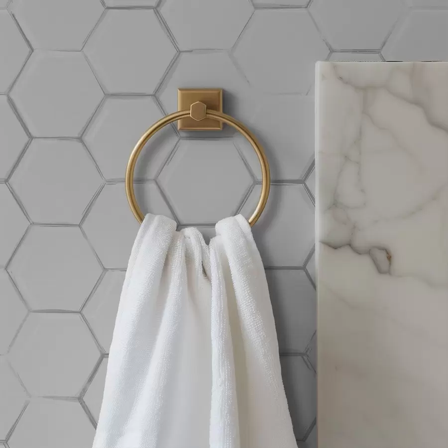 fotószőnyeg Fehér háromdimenziós hatszögek sima háttér előtt a01059