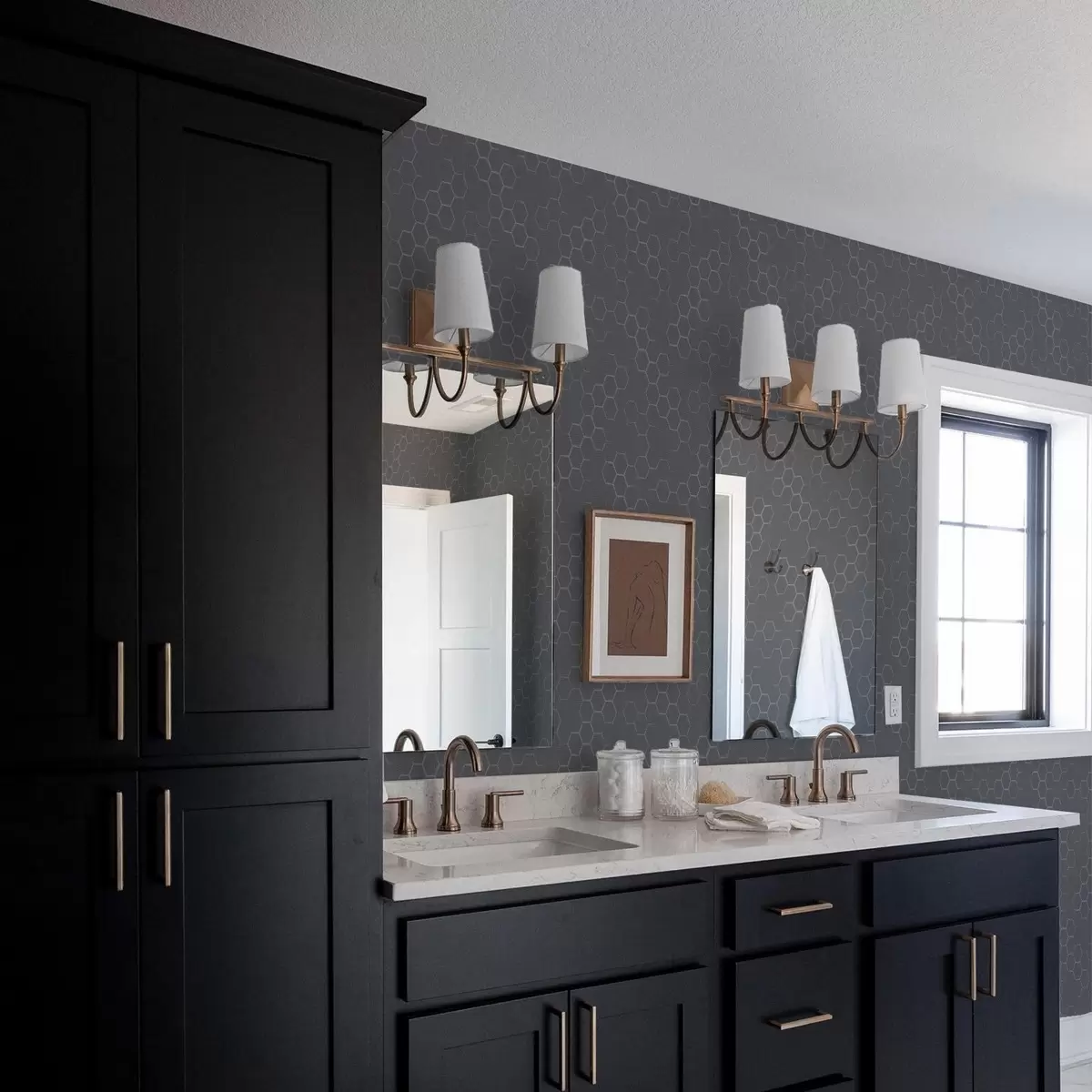 Háttérkép Sötét grafit méhsejt mintázat mélységhatással a01061v1