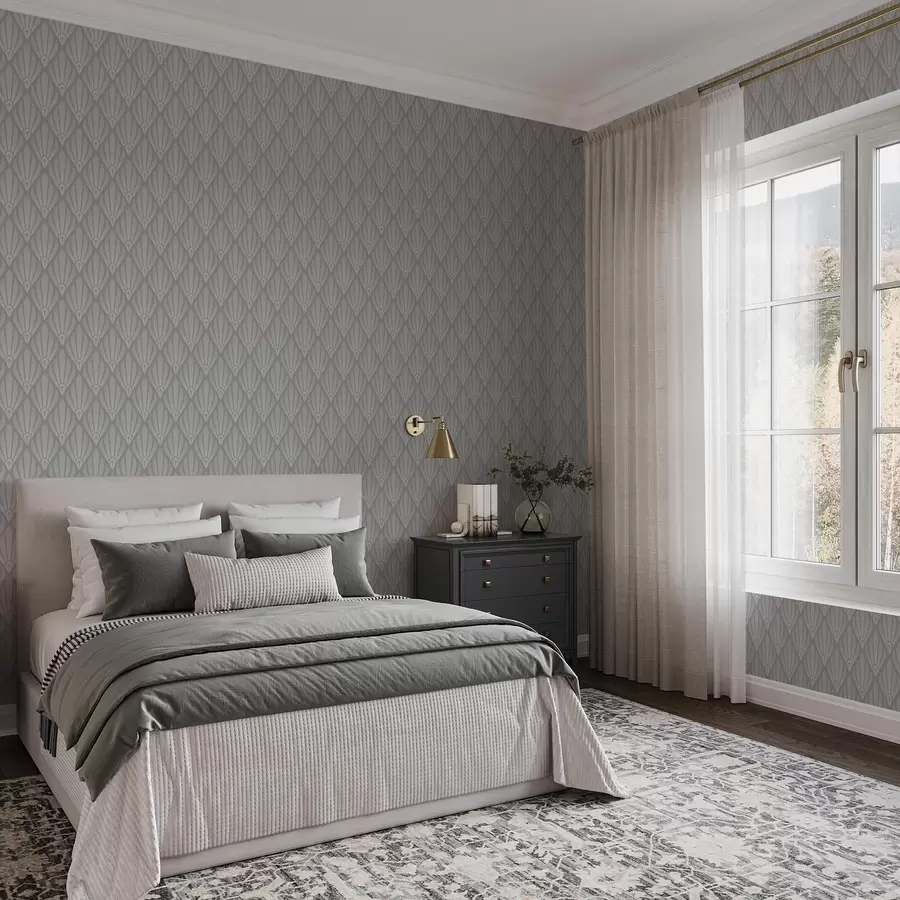 fotószőnyeg Szürke Art Deco, legyező alakú formákkal a01064