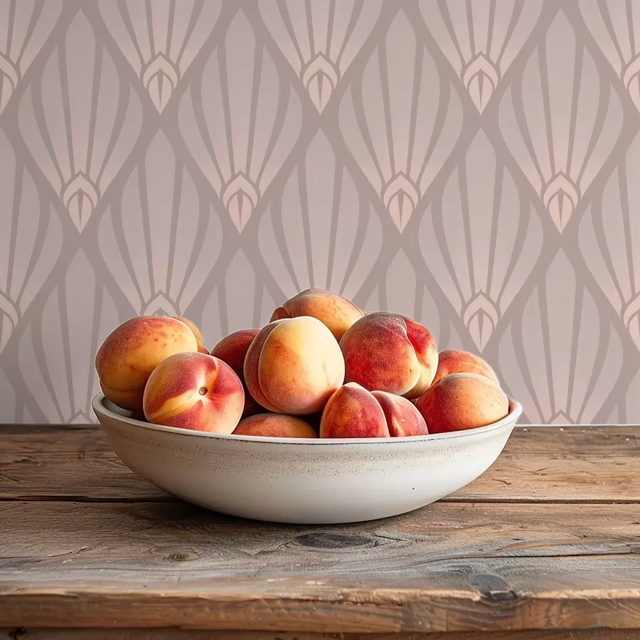 fotószőnyeg Púderes bézs Art Deco puha legyezőkkel a01064v1