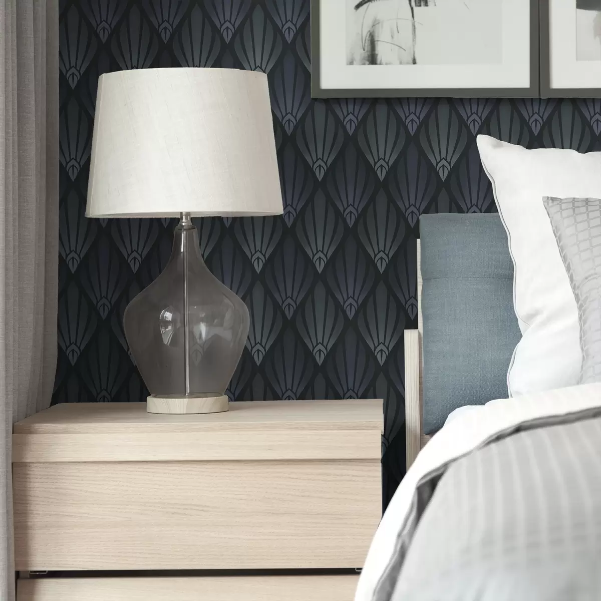 Háttérkép Hűvös kék-szürke Art Deco, legyező alakú formákkal a01064v3